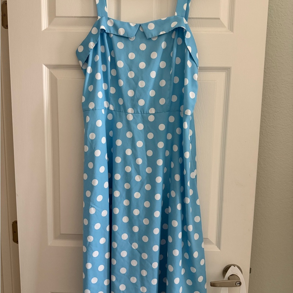 SHEIN Blue Polka Dot Midi Dress